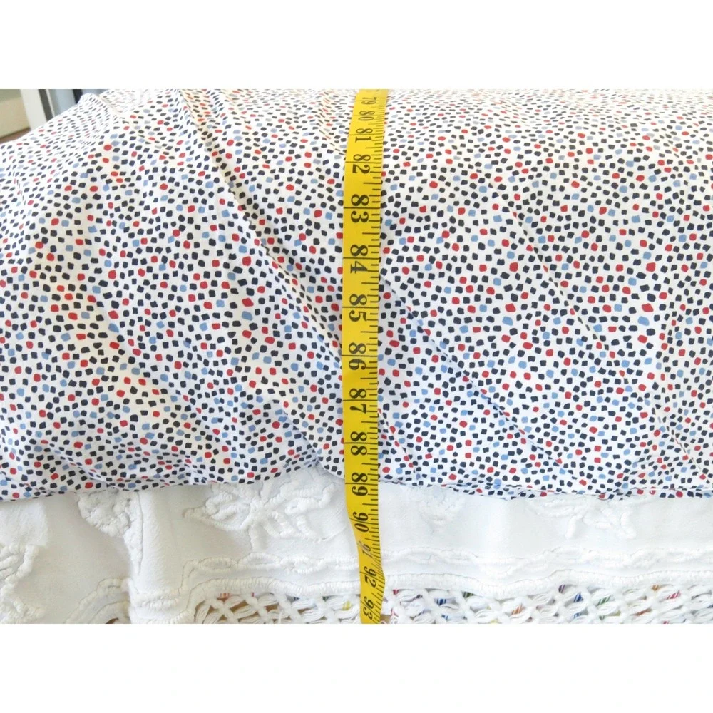 Annie Selke C3 Twin Duvet Cover 100% Cotton Red Blue Navy Dot Print White